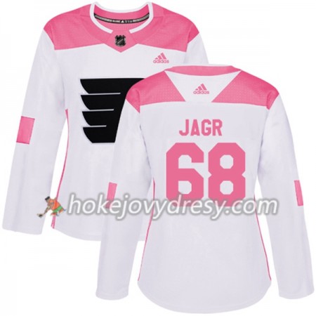 Dámské Hokejový Dres Philadelphia Flyers Jaromir Jagr 68 Bílá 2017-2018 Adidas Růžová Fashion Authentic